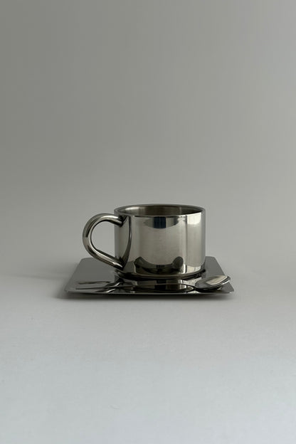 HEDONISM stainless steel cup with saucer