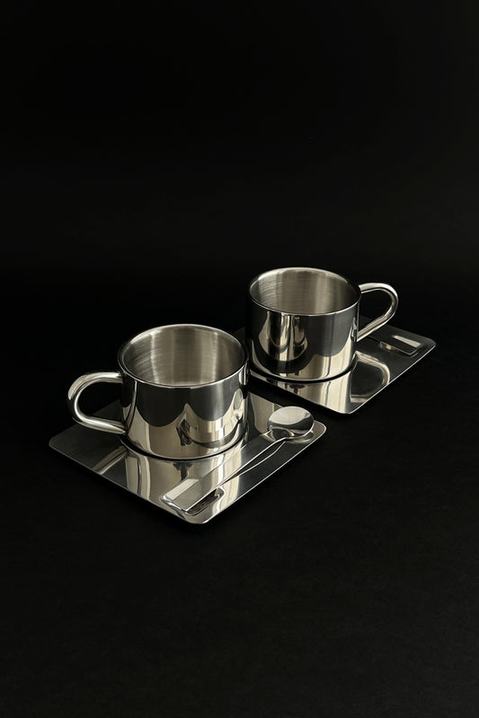 HEDONISM stainless steel cup with saucer