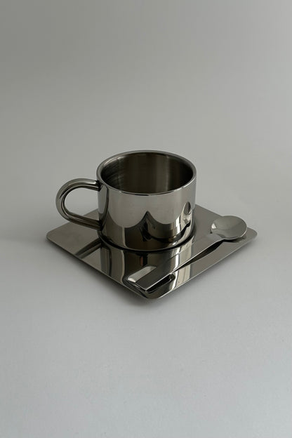 HEDONISM stainless steel cup with saucer