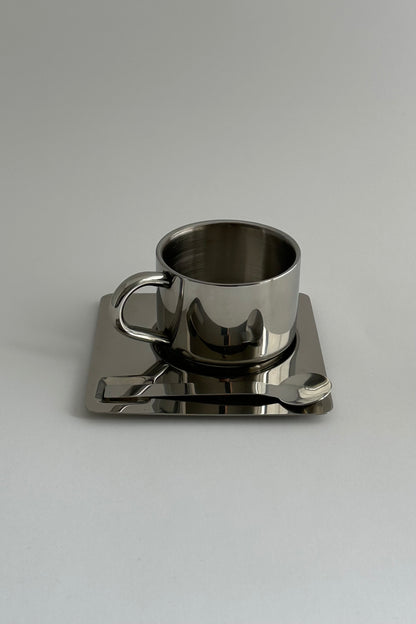 HEDONISM stainless steel cup with saucer