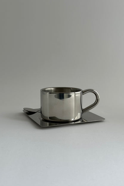 HEDONISM stainless steel cup with saucer